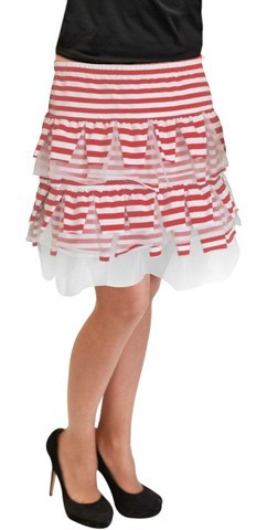 Red striped layered look skirt