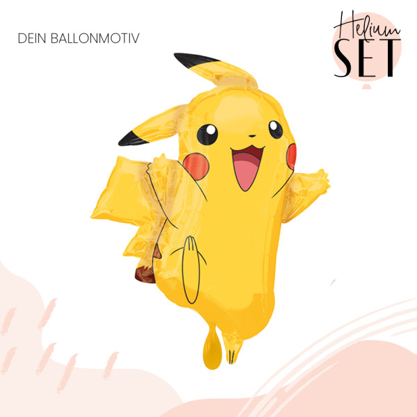 Pikachu Ballonbouquet-Set mit Heliumbehälter