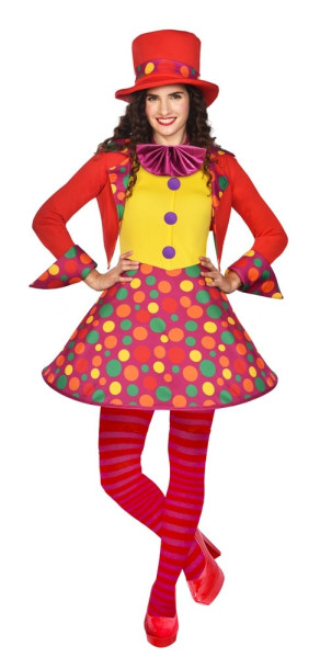 Kleurrijk clownkostuum premium voor dames
