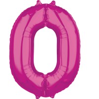 Pinke Zahl 0 Folienballon 66cm