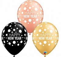 6 dotted New Year latex balloons 28cm