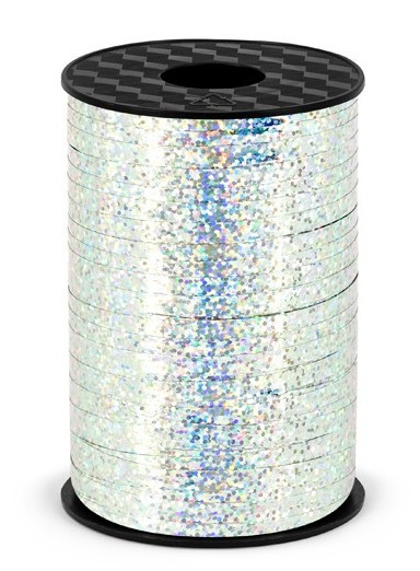 225m holographic gift ribbon silver