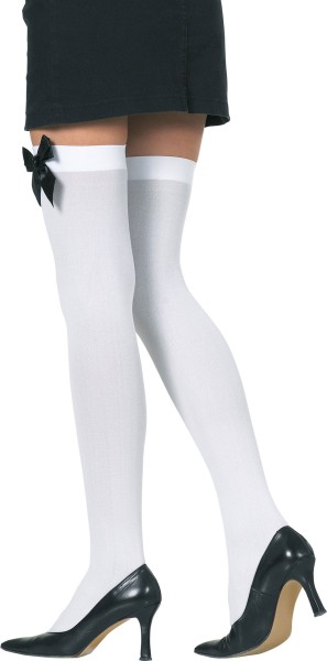 White thigh highs with bows