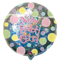 Folie ballon baby pige holografisk XXL