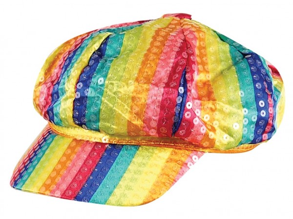 Cappello paillettes a strisce colorate