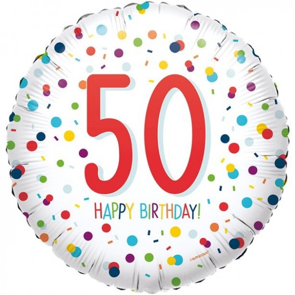 Ballon en aluminium de confettis 50e anniversaire 45cm