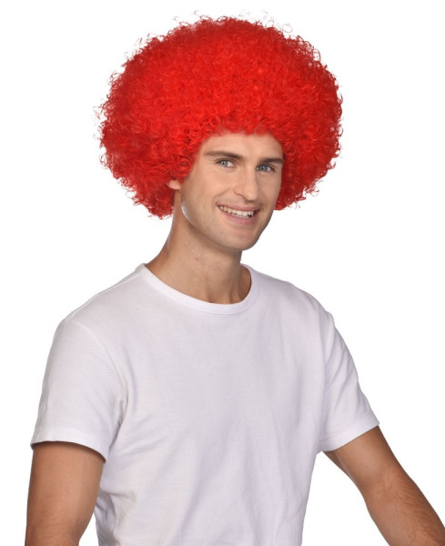 Afro peruk karneval röd