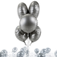 Vorschau: 5 Heliumballons in der Box Silver matt
