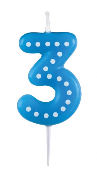 Birthday party colorful number candle 3 with dots for cakes