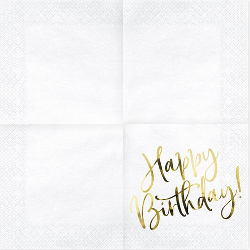 20 blanke tillykke med fødselsdagen servietter 33 cm 4