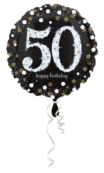 Gylden 50th fødselsdag folie ballon 43cm