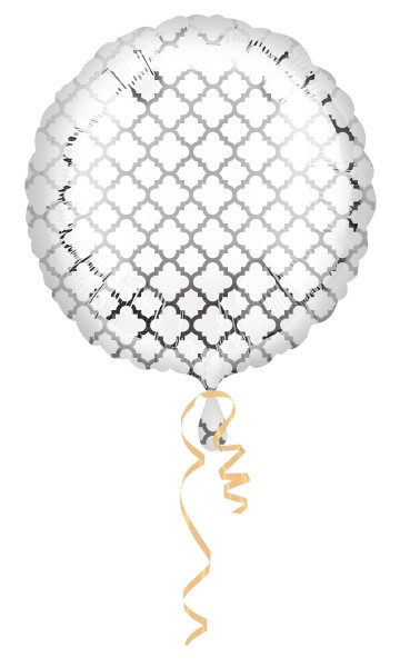 Runder Folienballon silber-weiß gemustert