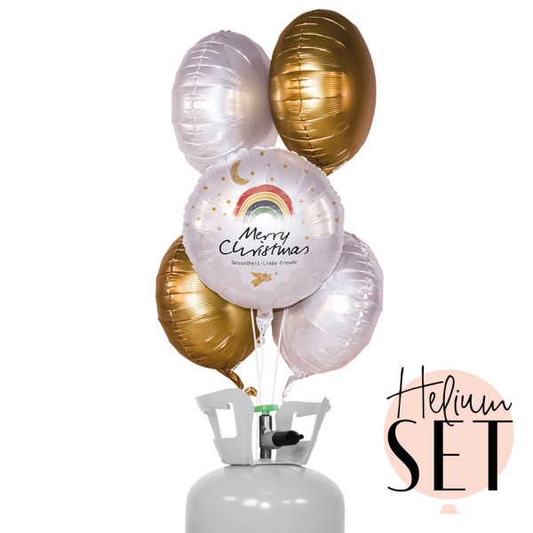 Christmas Rainbow Wishes Ballonbouquet-Set mit Heliumbehälter