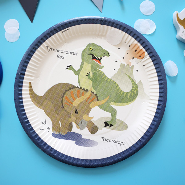 8 piatti Happy Dinosauro 23cm