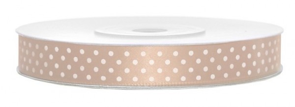 25m satin gift ribbon light salmon dotted 12mm wide