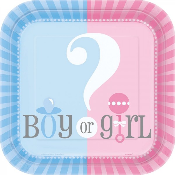 8 Baby Girl Or Boy paper plates 18cm
