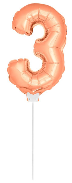 Balon w sztyfcie nr 3 różowe złoto 36cm
