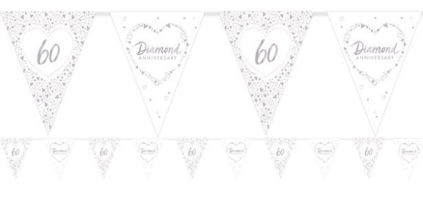 Chaîne de fanion de mariage en diamant 60e anniversaire de mariage 3,7 m