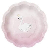 Widok: 12 eleganckich papierowych talerzy Swan 18 cm