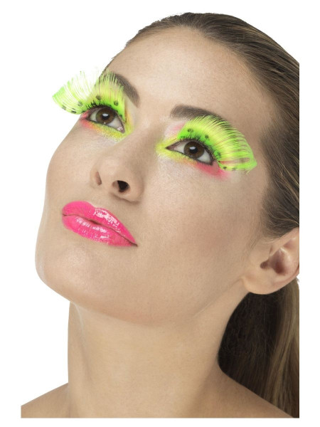 Neon green feather eyelashes