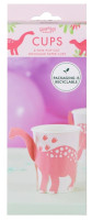 Preview: 8 pink dinosaur party cups 250ml
