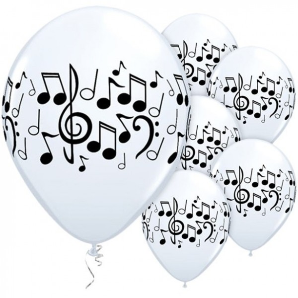 5 muzieknoten ballonnen klankconcert 28cm