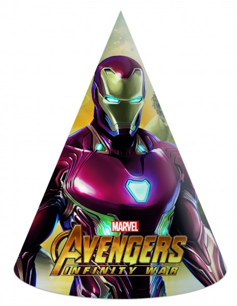 6 gorros de fiesta Avengers War 16cm