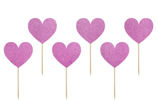 6 cueilleurs de fête Love is sweet heart scintillants 11cm