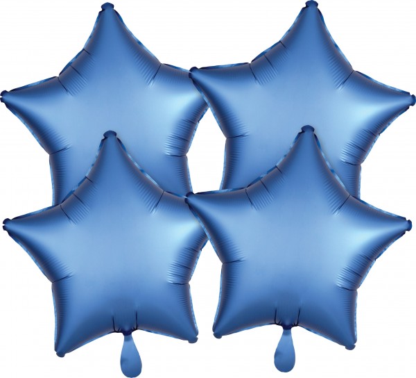 4 mørkeblå satinstjerne balloner