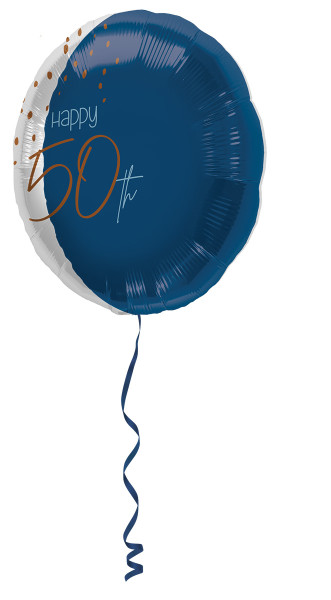 Globo de papel de 50 cumpleaños azul elegante