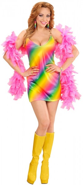 Tęczowa sukienka disco z lat 70
