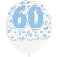 Preview: Mix of 6 60th birthday balloons blue 30cm