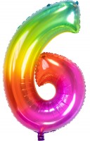 Nummer 6 Super Rainbow folie ballon 86cm