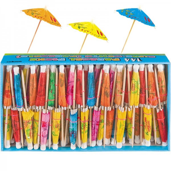 Paraguas de cóctel Hawaii coloridos 144 piezas