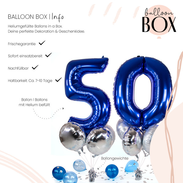 10 Heliumballons in der Box Blau 50 3