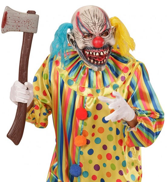 Terrible horror clown mask with pigtails 2