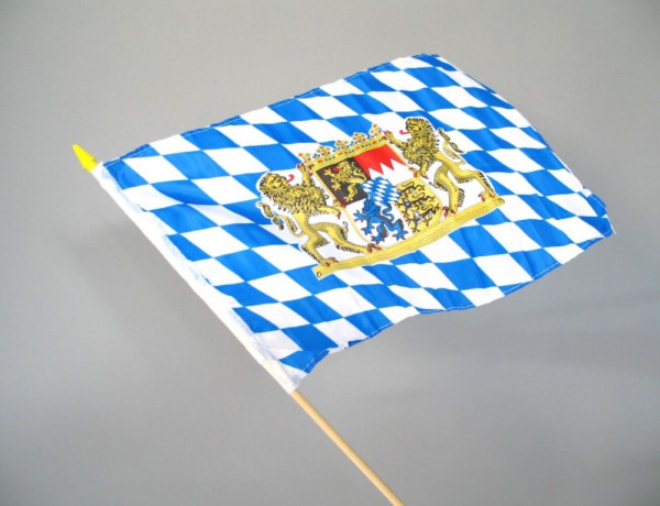 Bandiera Baviera con asta 45 x 30 cm