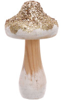 Figurine de décoration champignon d'hiver or 7 x 14cm