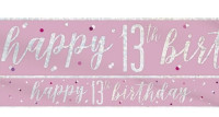 Banner de cumpleaños número 13 con brillo rosa 2.75m