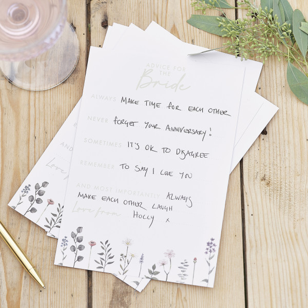 10 tarjetas de consejos para novias florecientes