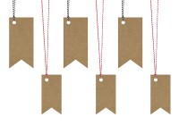 Preview: 6 gift tags with ribbon brown 2 sizes
