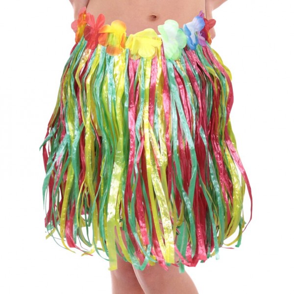 Falda de rafia Hawaii para niños de colores