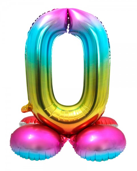Nummer 0 regenboog airwalker ballon 81cm