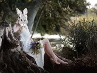 Aperçu: Masque de lapin en papier avec ruban