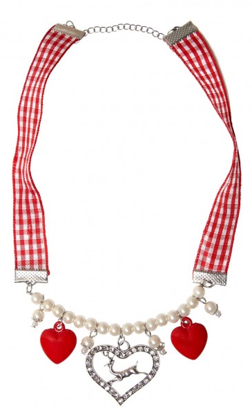 Halskette mit Herzchen- & Hirschanhängern