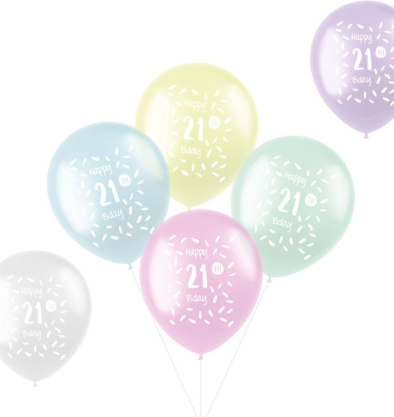6 globos de látex Happy 21st B-Day 33cm