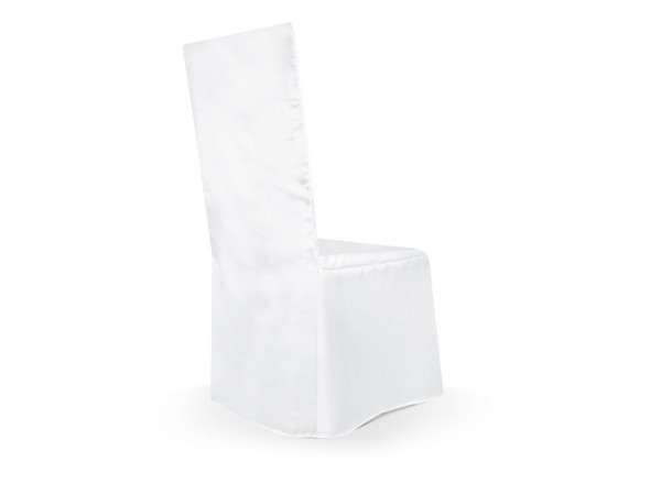 Elegant chair cover satin white 2