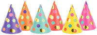 Aperçu: 6 chapeaux de fête à pois colorés