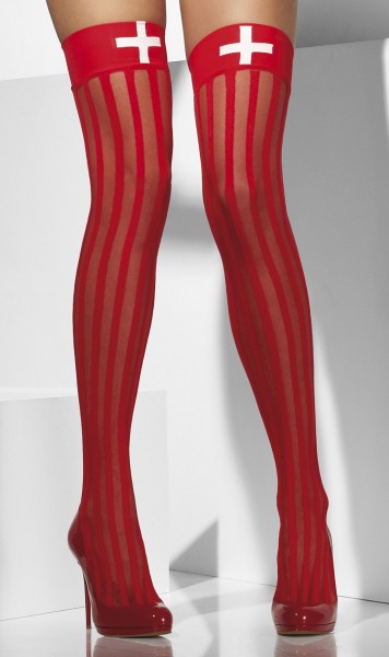 Red nurse overknee stockings