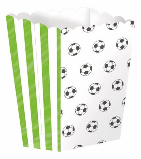4 Popcorn Snack Boxes Football Party 13.5cm